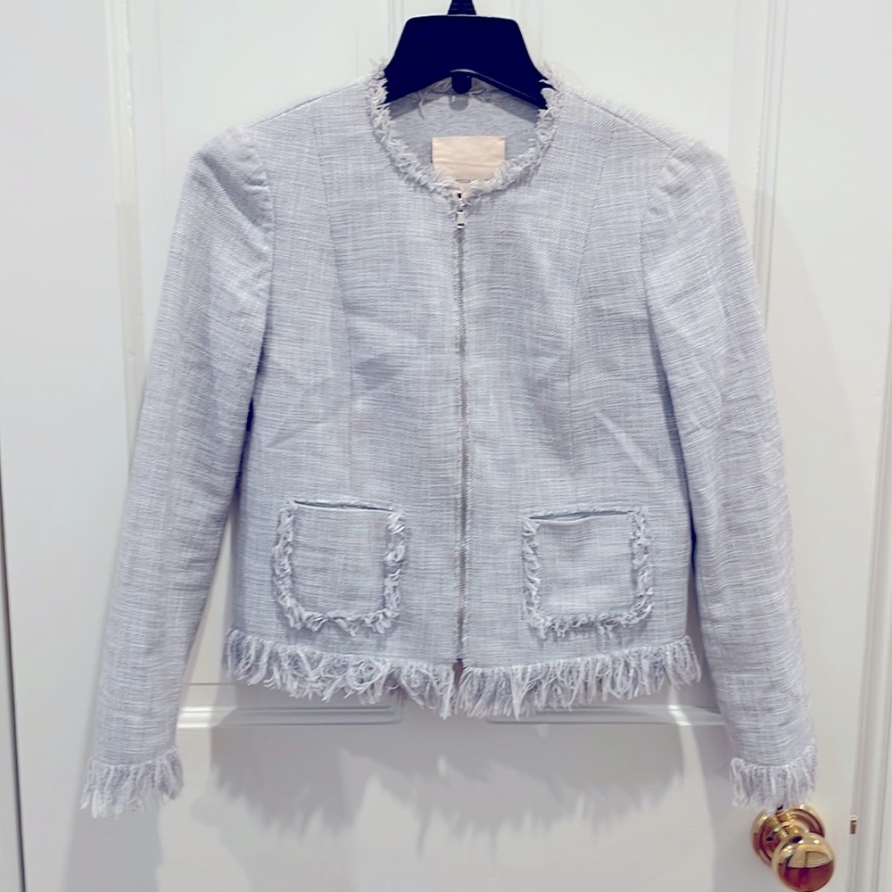 Rebecca Taylor Blazer with Fringe Lining, pale blue